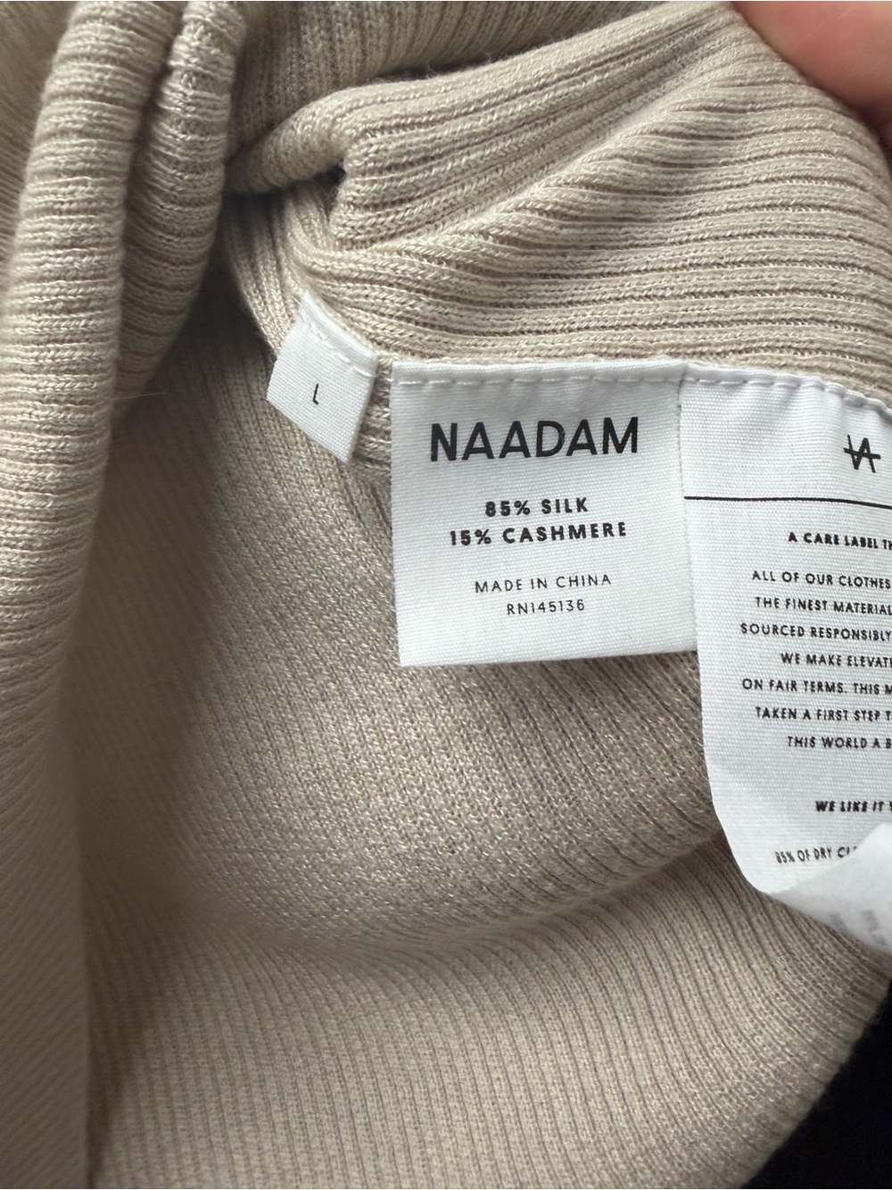 NAADAM Cream Ribbed V-Neck Button Tank - Picture 5 of 5